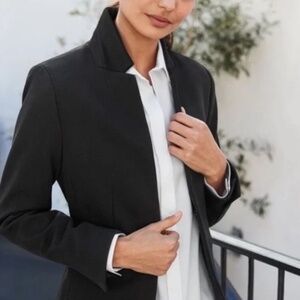 Untuckit Marina Navy Blue Lapeless Blazer Jacket Womens Size 14